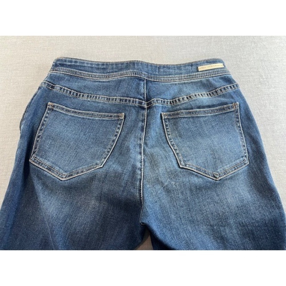 Pilcro Anthropologie Flare Crop Jeans Womens Size 27 Blue Wash Side Zipper - Picture 9 of 12